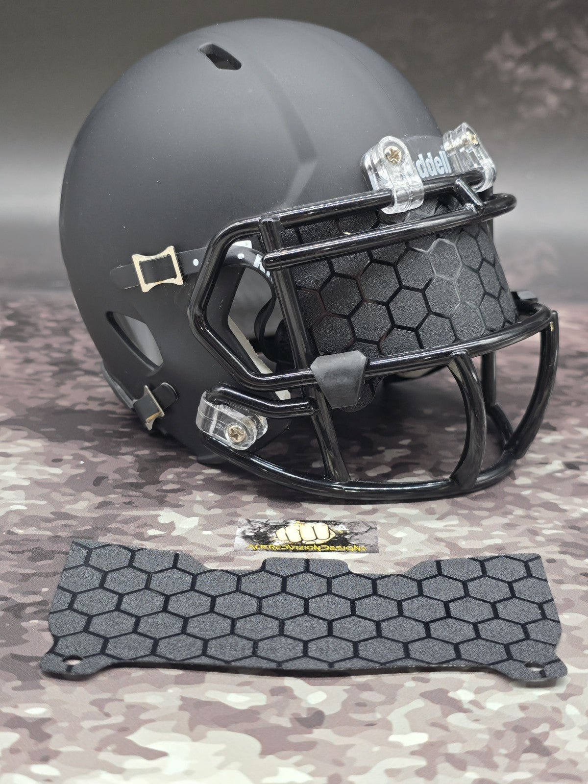 Custom Black Honeycomb Mini Helmet Visor (Thin Flexi Style)  Riddell compatible