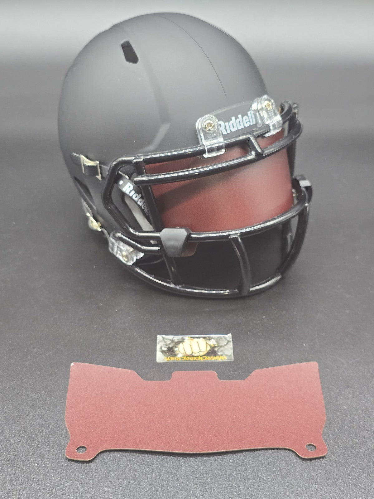 Custom Brown Matte Mini Helmet Visor (Thin Flexi Style)  Riddell compatible