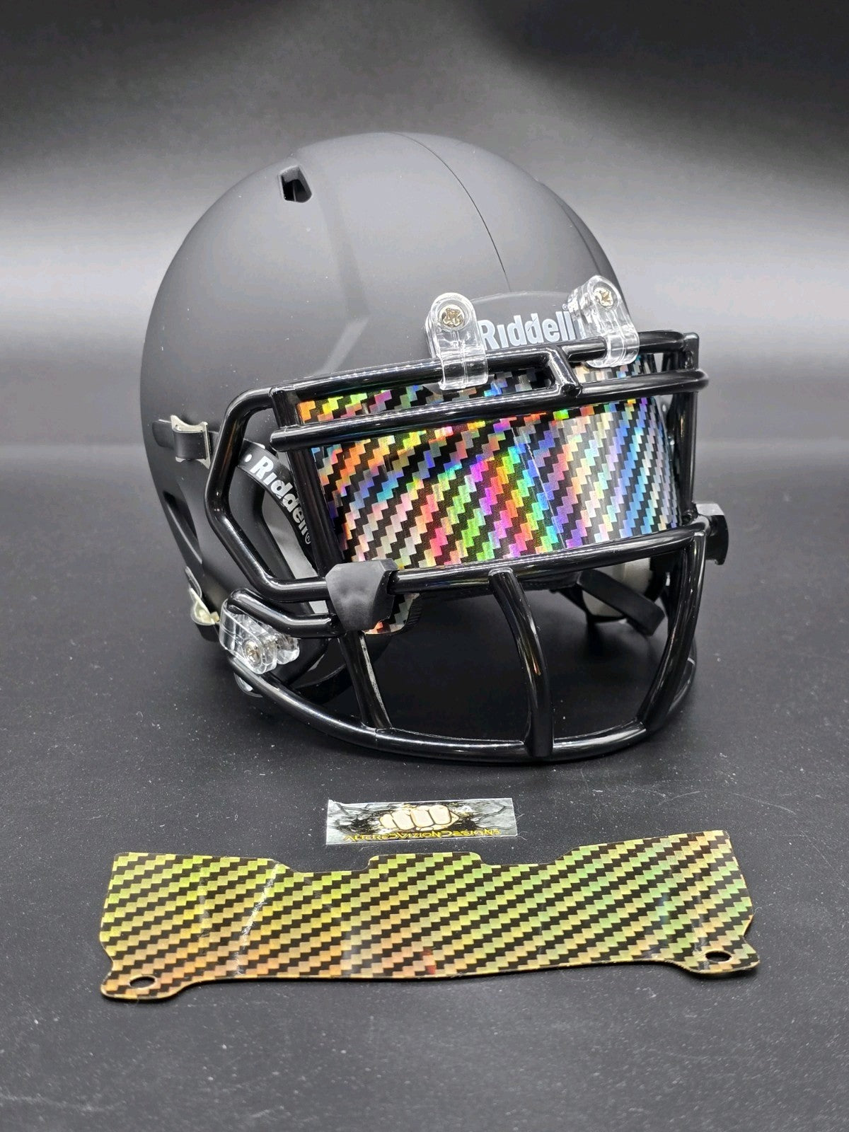Custom Silver Carbon Mini Helmet Visor (Thin Flexi Style)  Riddell compatible