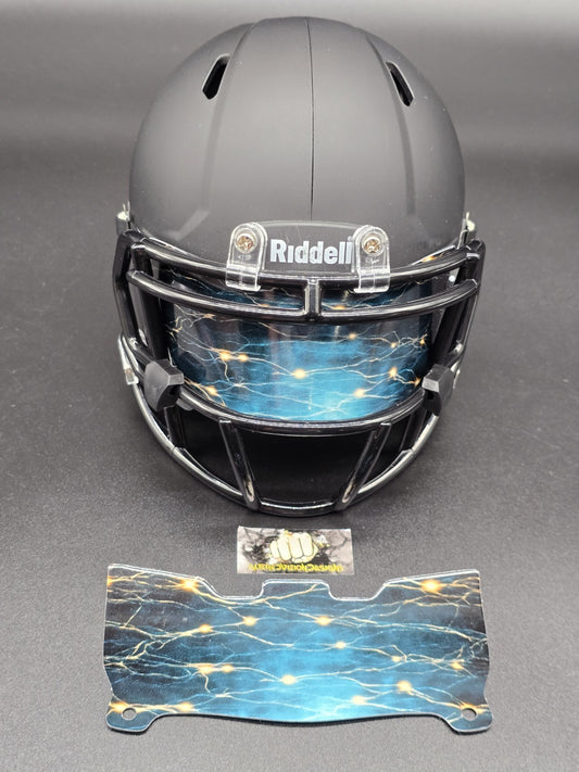 Custom Blue Lighting Mini Helmet Visor (Thin Flexi Style)  Riddell compatible