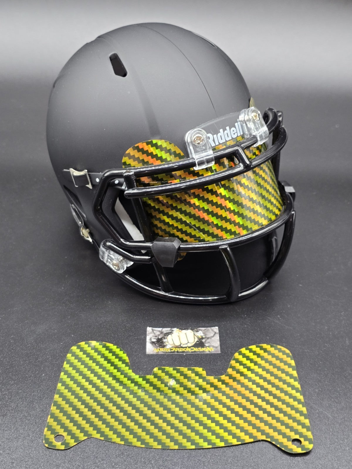 Custom Gold Carbon Mini Helmet Visor (Thin Flexi Style)  Riddell compatible