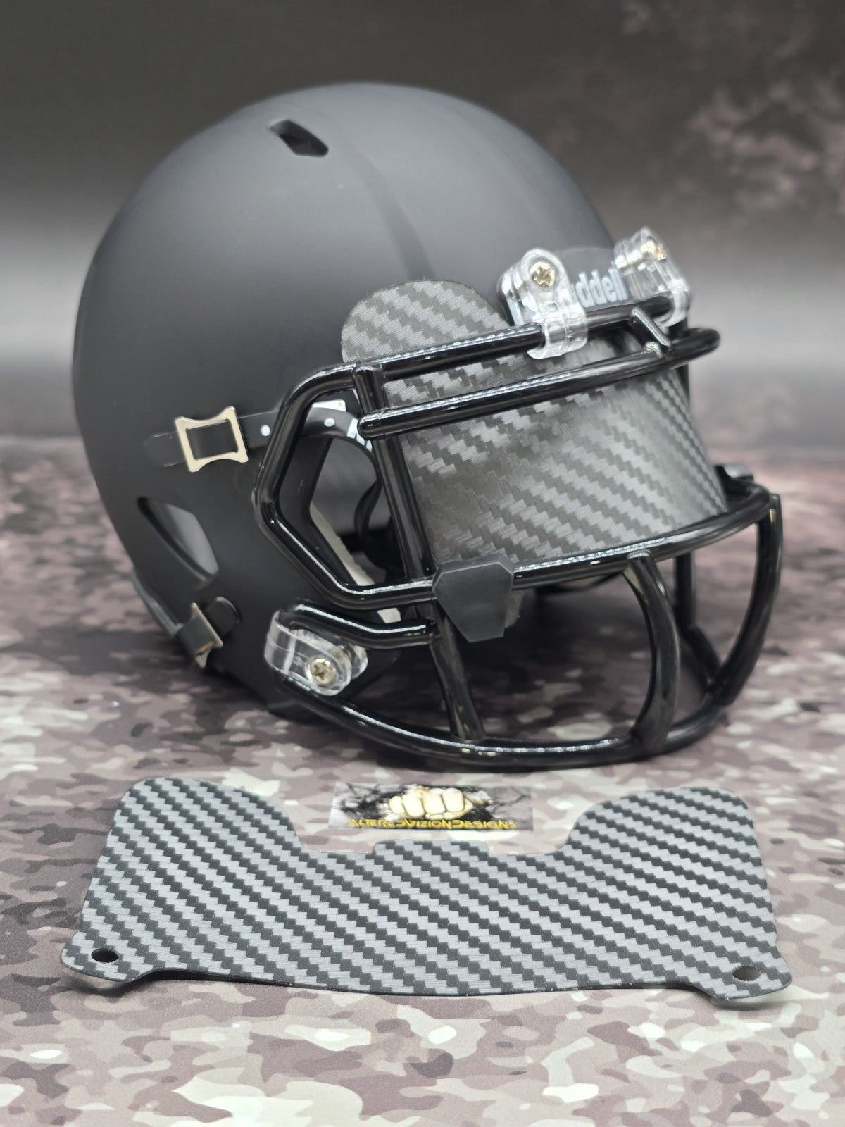 Custom Gray Carbon Mini Helmet Visor (Thin Flexi Style)  Riddell compatible