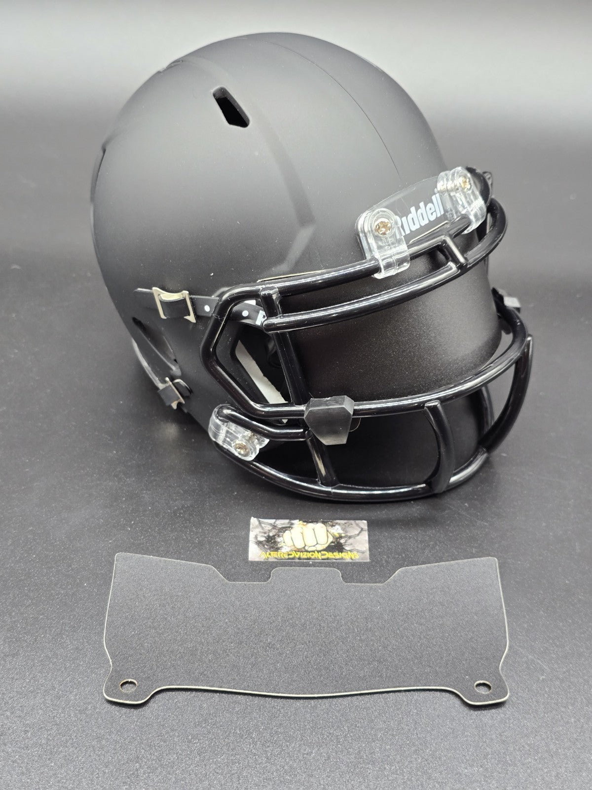 Custom Black Matte Mini Helmet Visor (Thin Flexi Style)  Riddell compatible