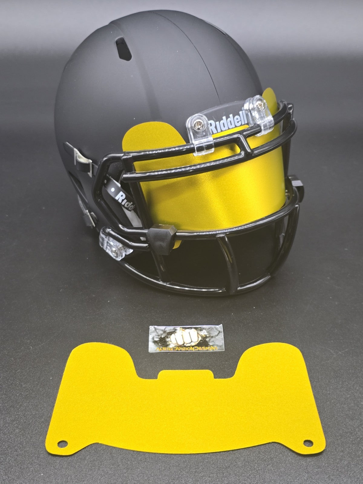 Custom Gold Blaze Mini Helmet Visor (Thin Flexi Style)  Riddell compatible