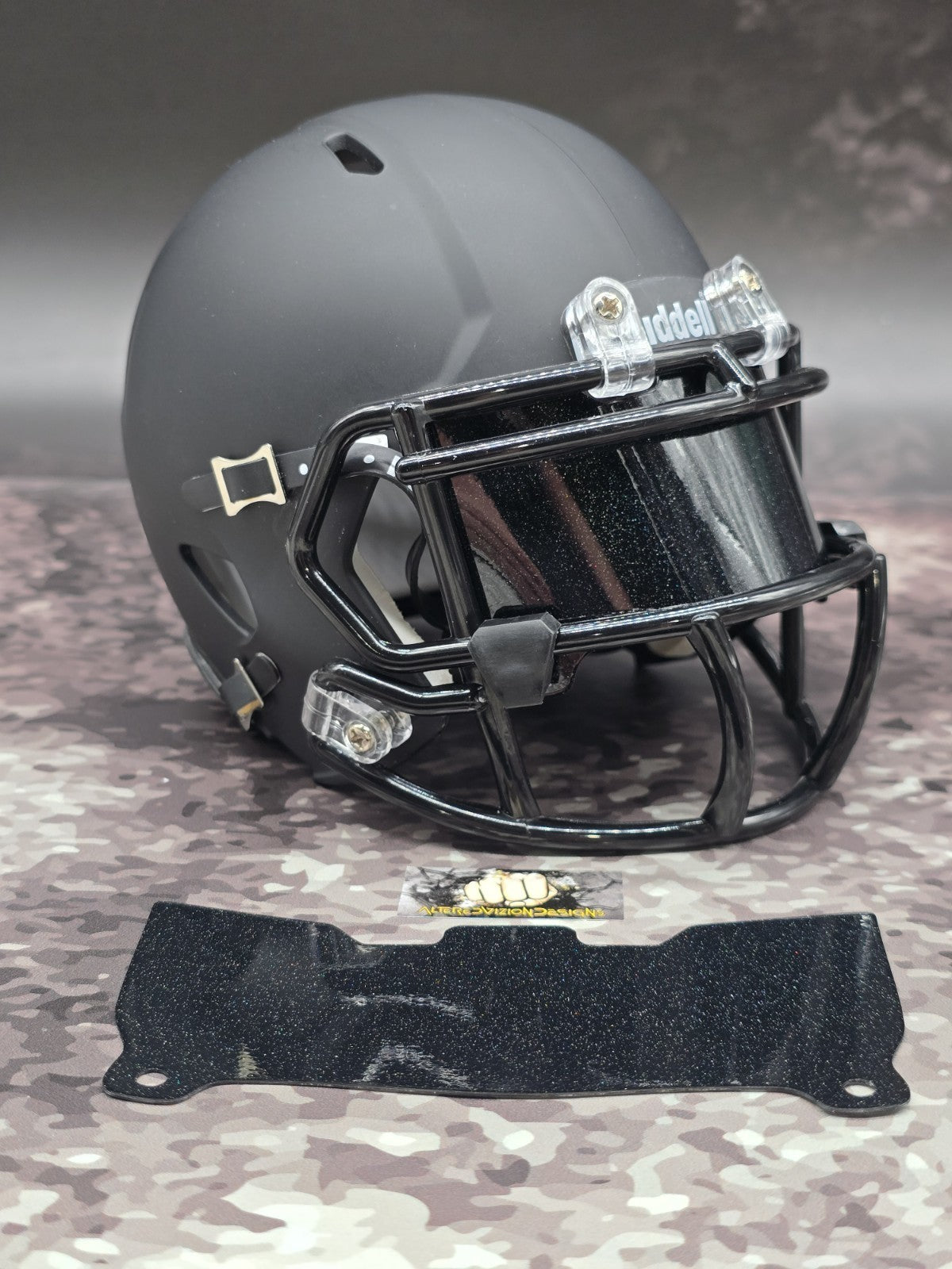 Custom Black Glitter Mini Helmet Visor (Thin Flexi Style)  Riddell compatible