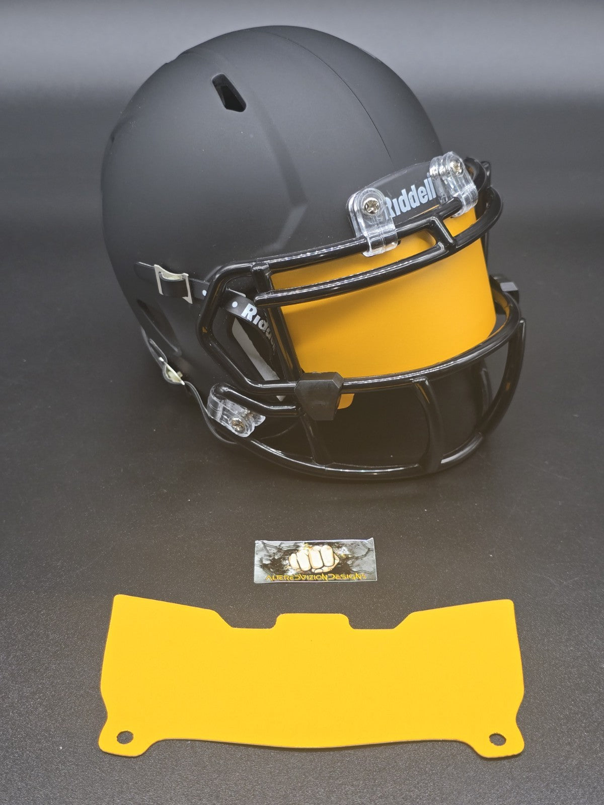 Custom Yellow Matte Mini Helmet Visor (Thin Flexi Style)  Riddell compatible