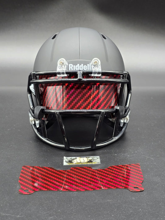 Custom Red Carbon Mini Helmet Visor (Thin Flexi Style)  Riddell compatible