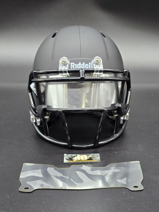 Custom Silver Camo Mini Helmet Visor (Thin Flexi Style)  Riddell compatible