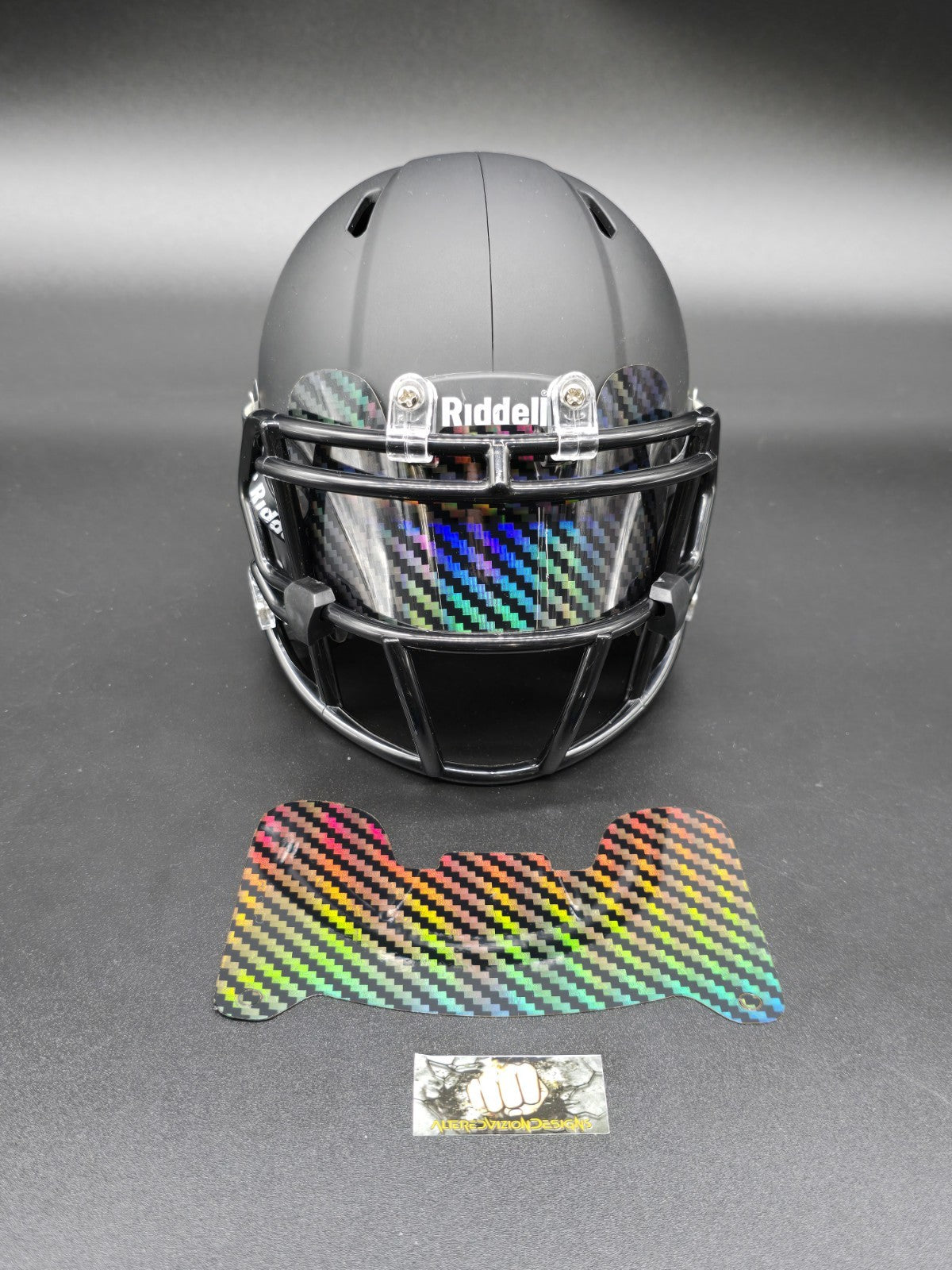 Custom Rainbow Carbon Mini Helmet Visor (Thin Flexi Style)  Riddell compatible