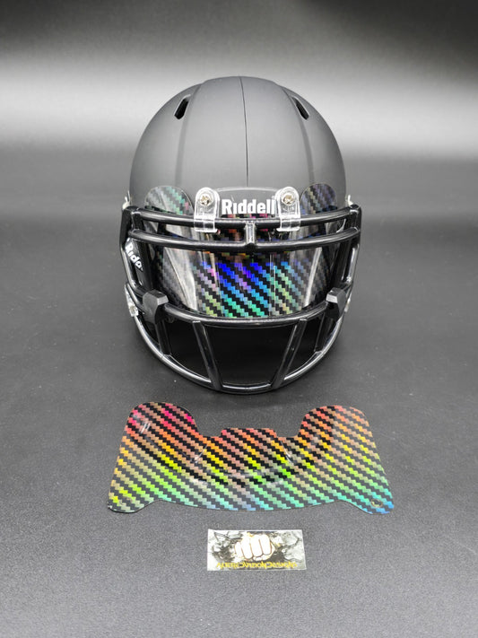 Custom Rainbow Carbon Mini Helmet Visor (Thin Flexi Style)  Riddell compatible