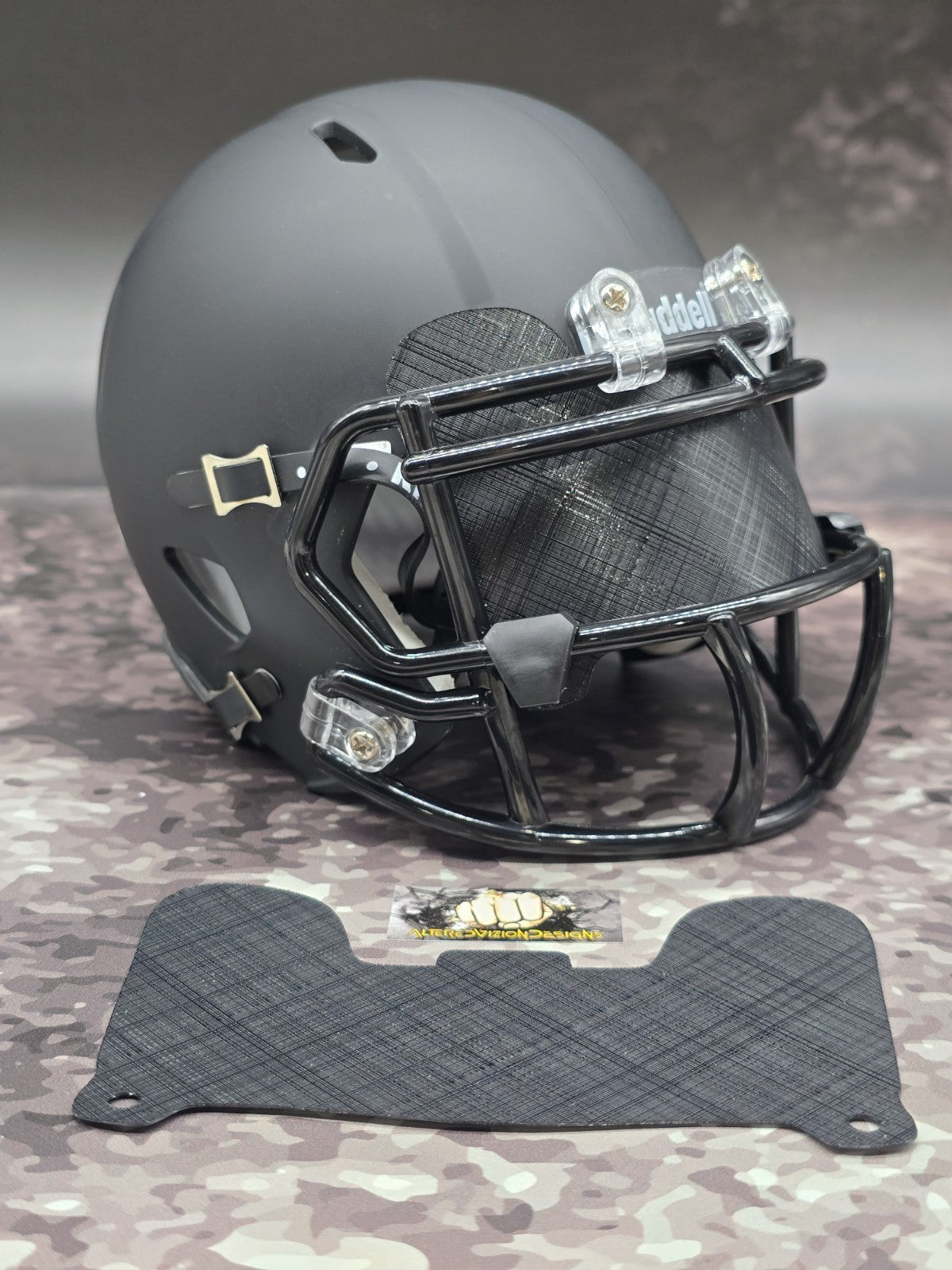 Custom Black Plaid Mini Helmet Visor (Thin Flexi Style)  Riddell compatible