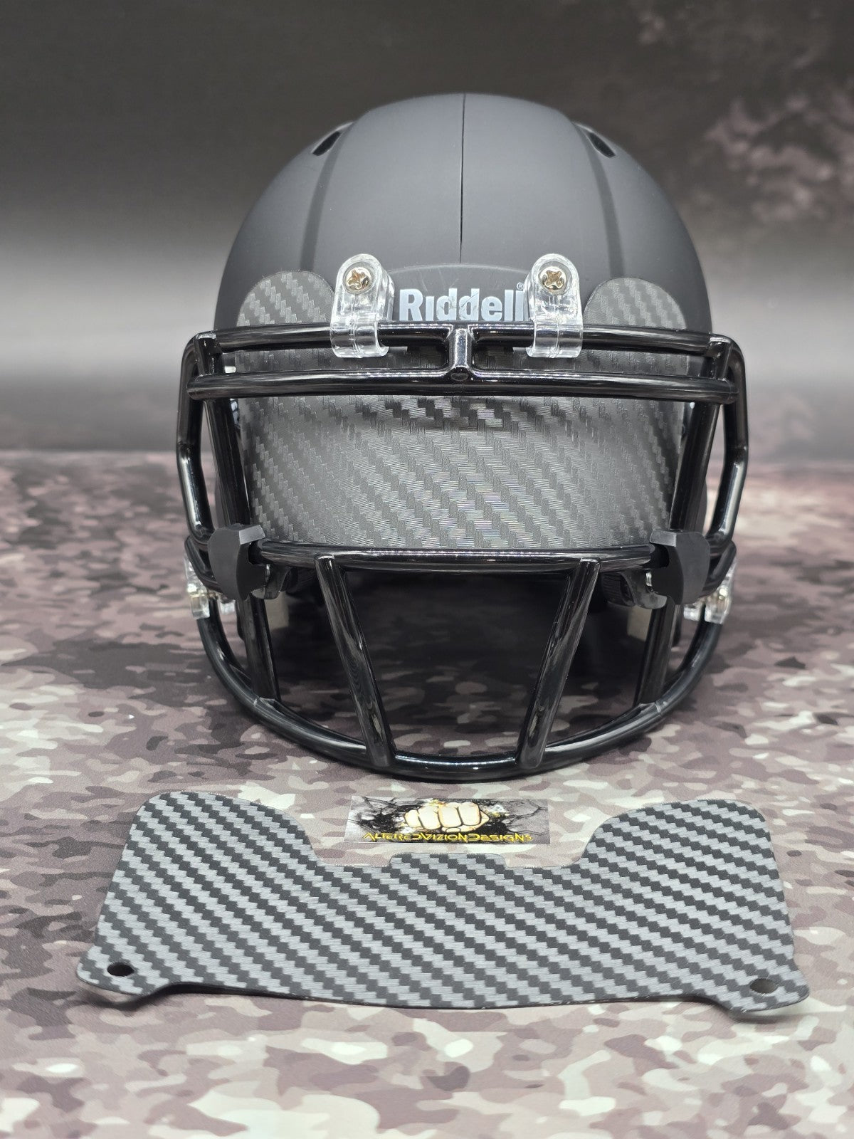 Custom Gray Carbon Mini Helmet Visor (Thin Flexi Style)  Riddell compatible