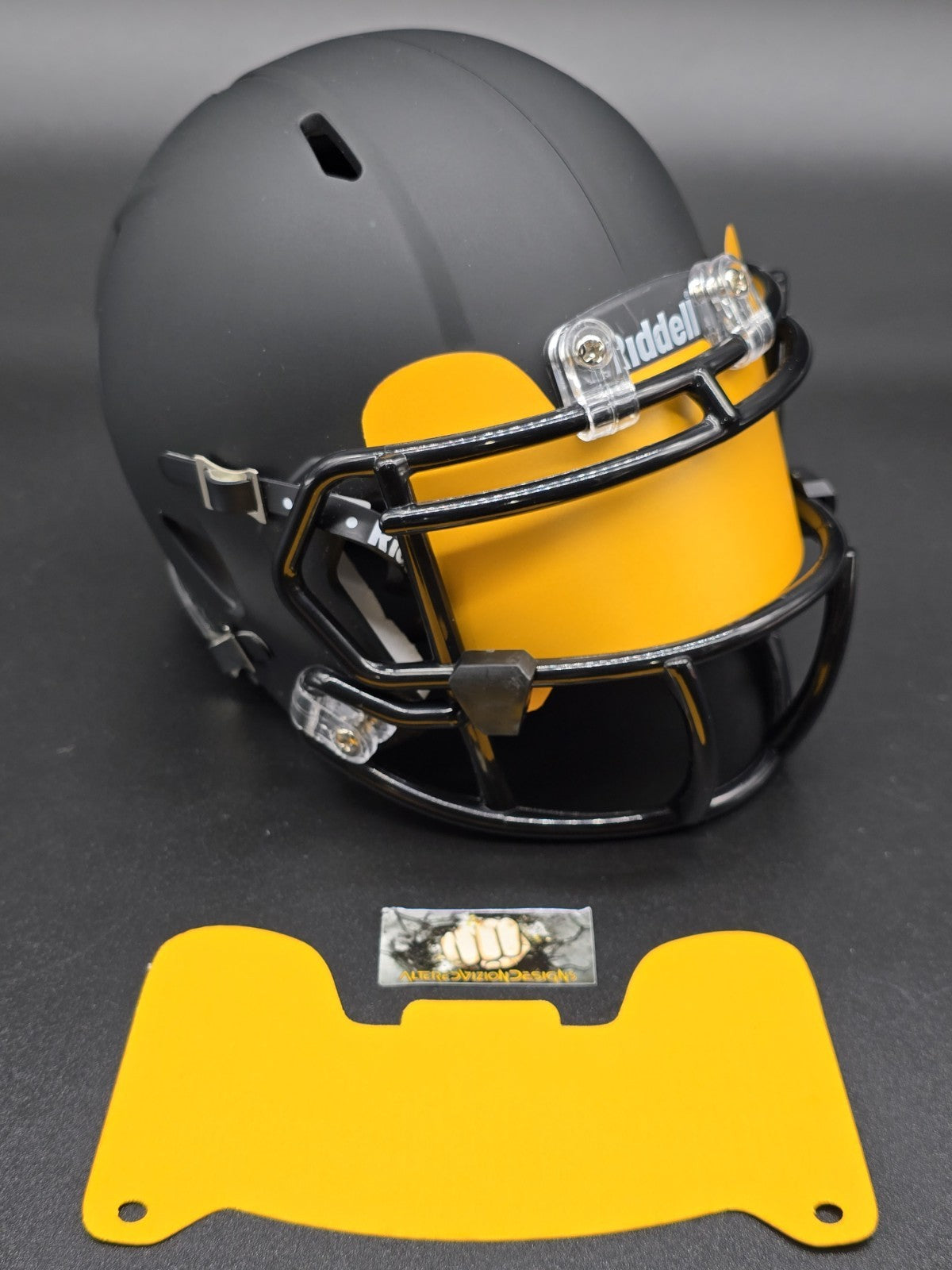 Custom Yellow Matte Mini Helmet Visor (Thin Flexi Style)  Riddell compatible