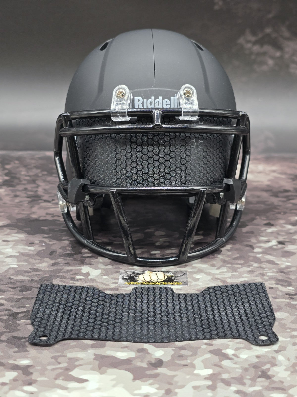Custom Black Honeycomb Mini Helmet Visor (Thin Flexi Style)  Riddell compatible