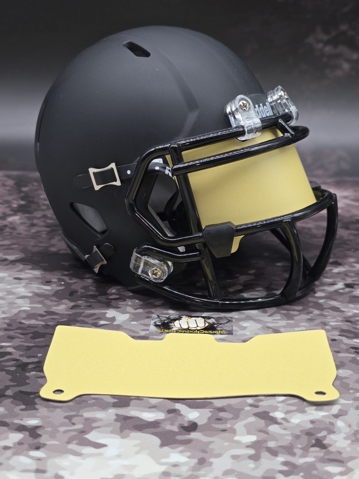 Custom Yellow Matte Mini Helmet Visor (Thin Flexi Style)  Riddell compatible