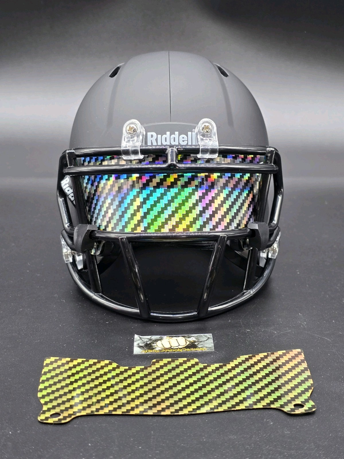 Custom Silver Carbon Mini Helmet Visor (Thin Flexi Style)  Riddell compatible