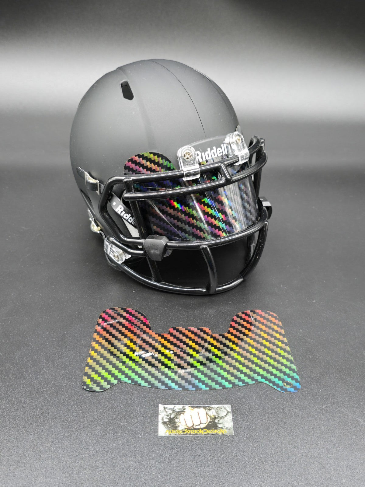 Custom Rainbow Carbon Mini Helmet Visor (Thin Flexi Style)  Riddell compatible