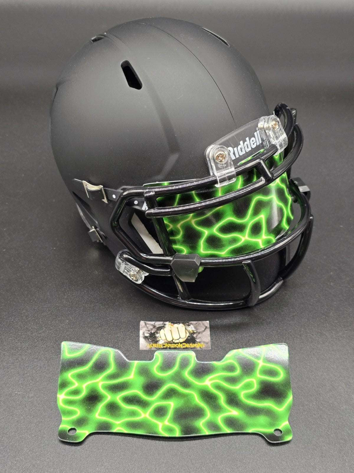 Custom Electric Green Mini Helmet Visor (Thin Flexi Style)  Riddell compatible