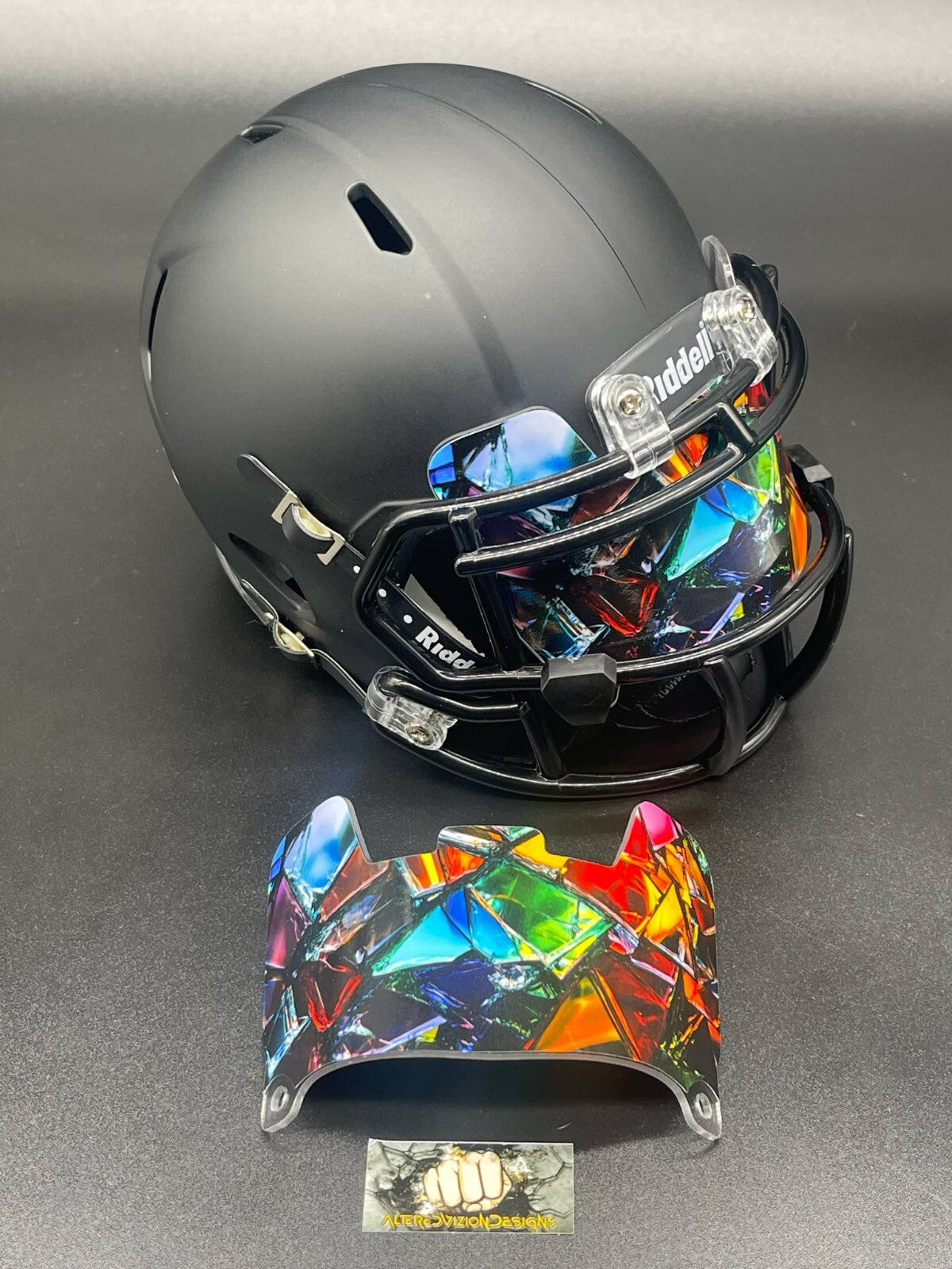 Custom Rainbow Stained Glass Mini Helmet Visor (Hard Style) Riddell Compatible