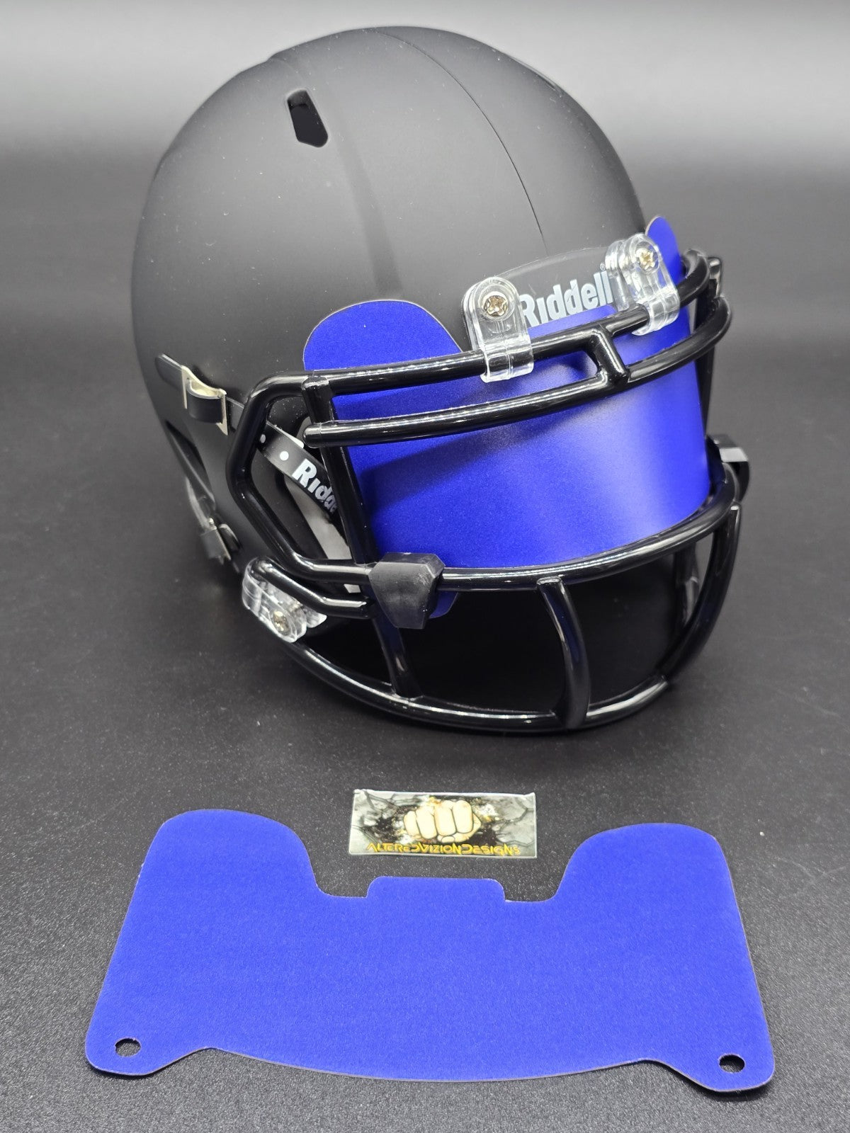 Custom Dark Blue Matte Mini Helmet Visor (Thin Flexi Style)  Riddell compatible